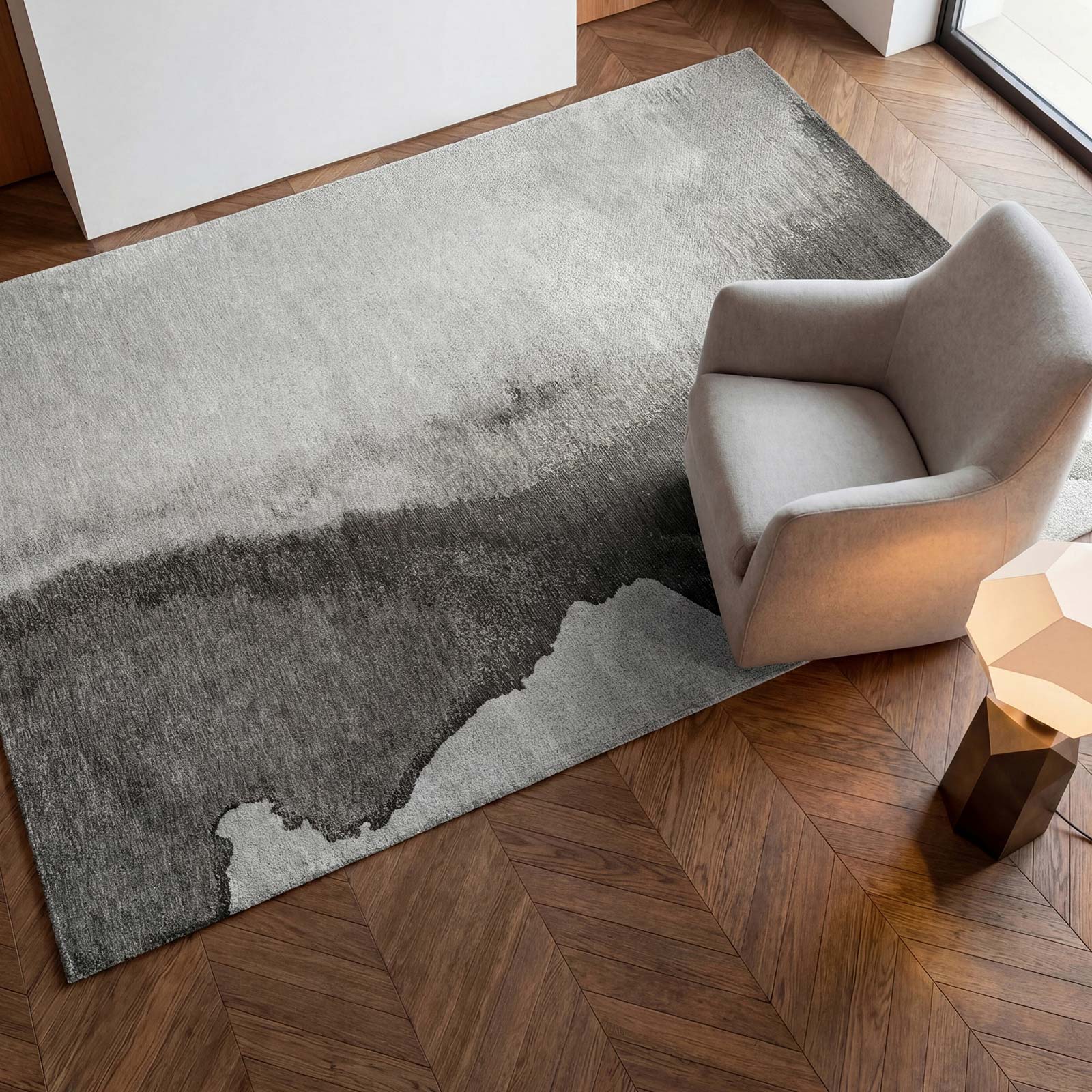 Louis De Poortere teppich Meditation 2083 Lagoon Black Shadow interior